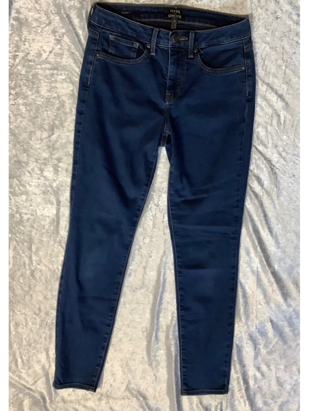 NYDJ for Chico's Women's Skinny Jeans Size 0 Dark Blue Stretch Denim